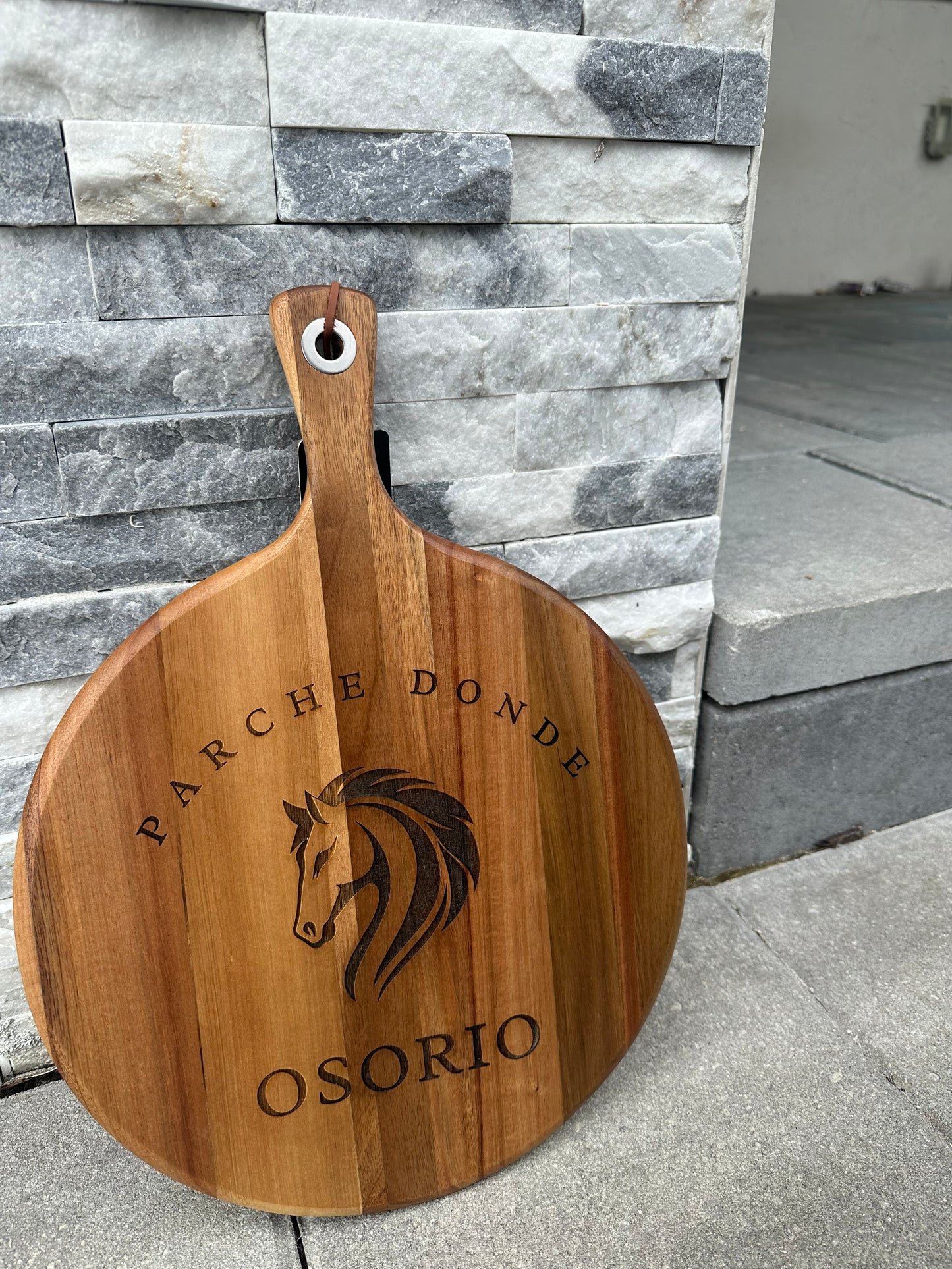 12in Acacia Engraved Cutting Board with Handle