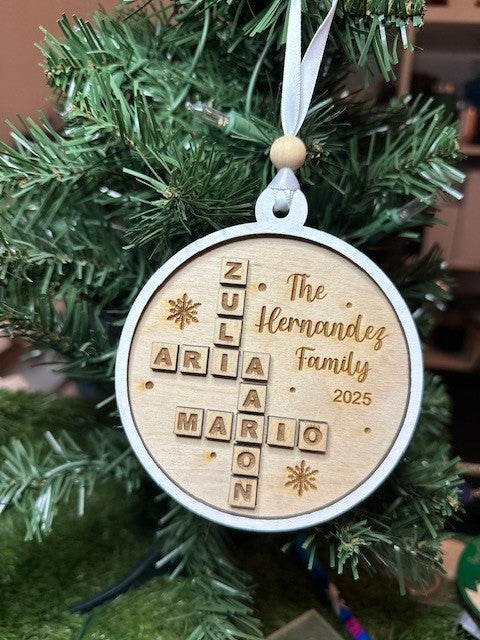 Crossword Family Names Ornament