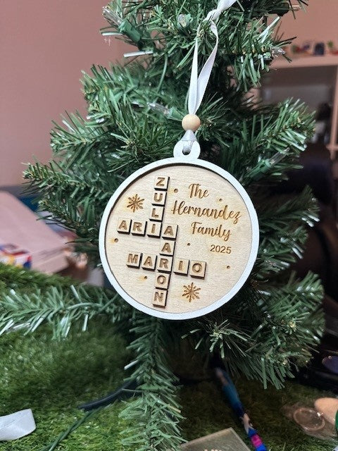 Crossword Family Names Ornament