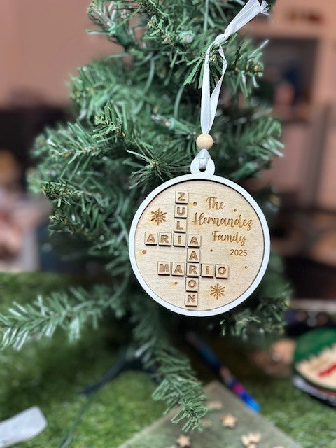 Crossword Family Names Ornament