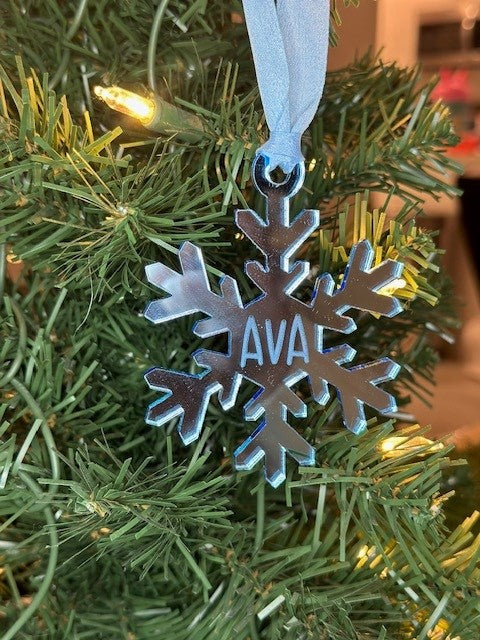 Personalized Mirrored Acrylic Snowflake Ornament