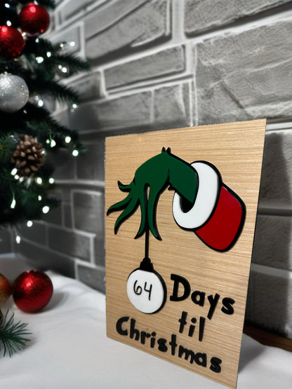 Green Monster Hand Christmas Countdown