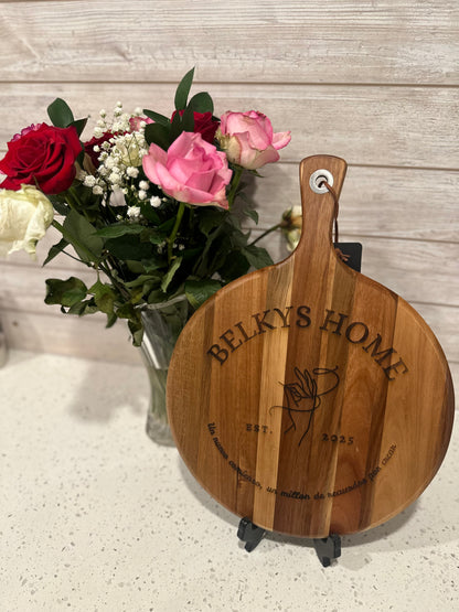 12in Acacia Engraved Cutting Board with Handle