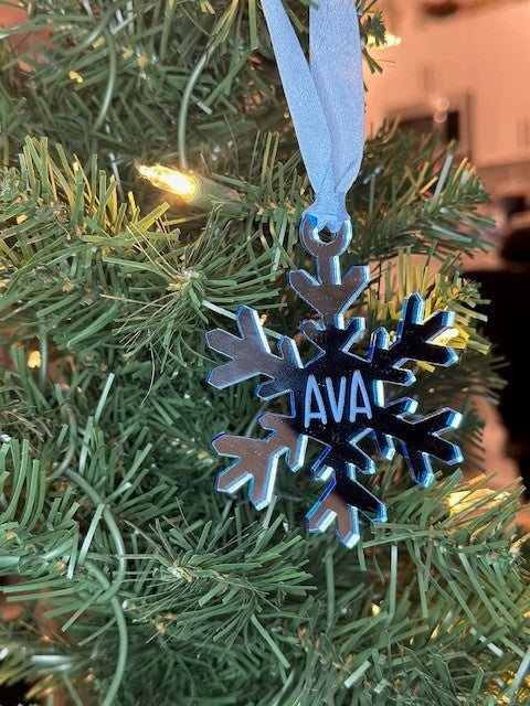 Personalized Mirrored Acrylic Snowflake Ornament